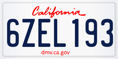 CA license plate 6ZEL193