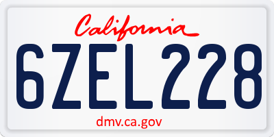 CA license plate 6ZEL228