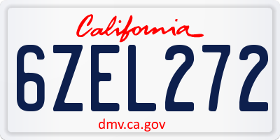 CA license plate 6ZEL272