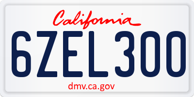 CA license plate 6ZEL300