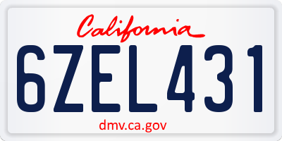 CA license plate 6ZEL431