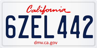 CA license plate 6ZEL442