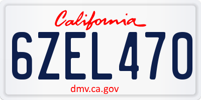 CA license plate 6ZEL470
