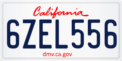 CA license plate 6ZEL556