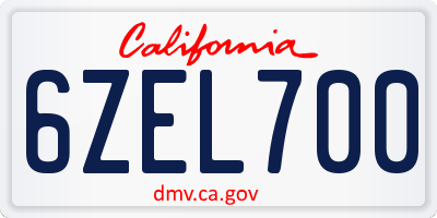 CA license plate 6ZEL700