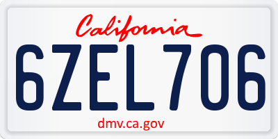 CA license plate 6ZEL706