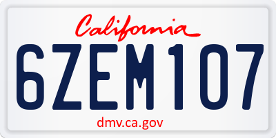 CA license plate 6ZEM107