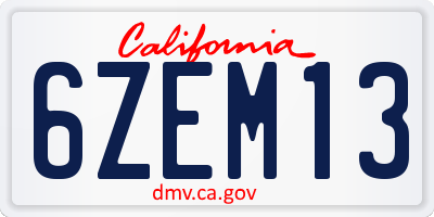 CA license plate 6ZEM13