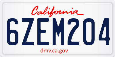CA license plate 6ZEM204