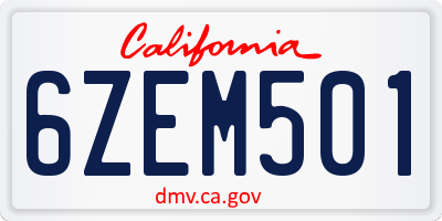 CA license plate 6ZEM501