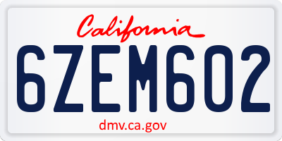 CA license plate 6ZEM602