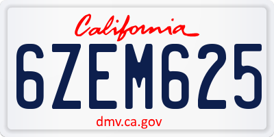 CA license plate 6ZEM625