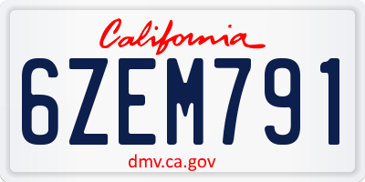 CA license plate 6ZEM791
