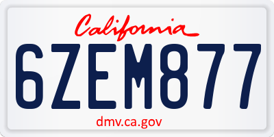 CA license plate 6ZEM877