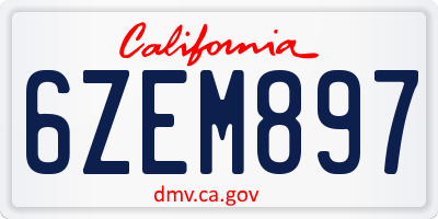 CA license plate 6ZEM897