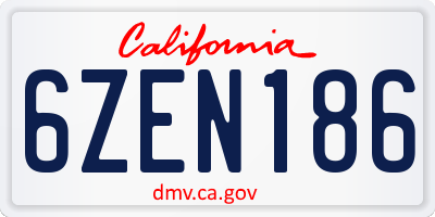 CA license plate 6ZEN186