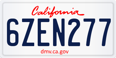 CA license plate 6ZEN277