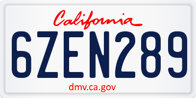 CA license plate 6ZEN289