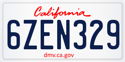 CA license plate 6ZEN329
