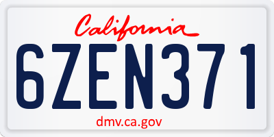CA license plate 6ZEN371