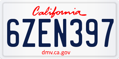 CA license plate 6ZEN397