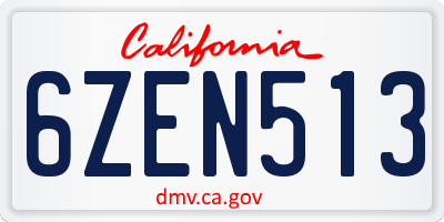 CA license plate 6ZEN513