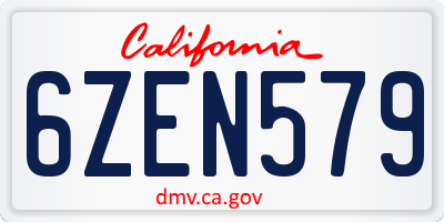CA license plate 6ZEN579