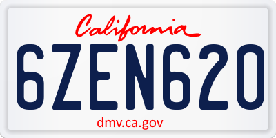 CA license plate 6ZEN620