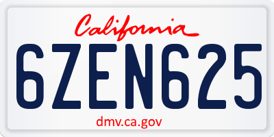 CA license plate 6ZEN625