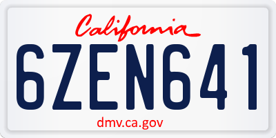 CA license plate 6ZEN641