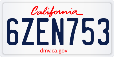CA license plate 6ZEN753