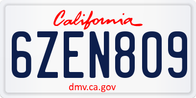 CA license plate 6ZEN809