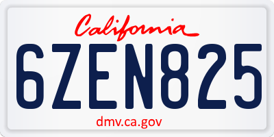 CA license plate 6ZEN825
