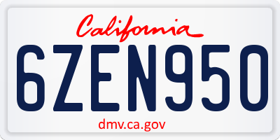 CA license plate 6ZEN950