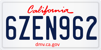 CA license plate 6ZEN962