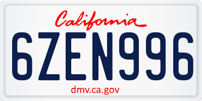CA license plate 6ZEN996
