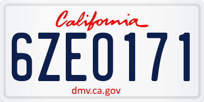 CA license plate 6ZEO171