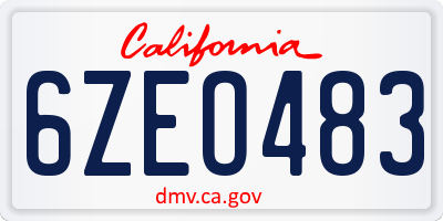 CA license plate 6ZEO483