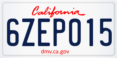 CA license plate 6ZEP015