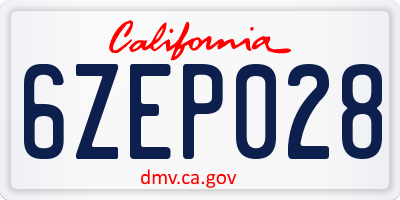 CA license plate 6ZEP028