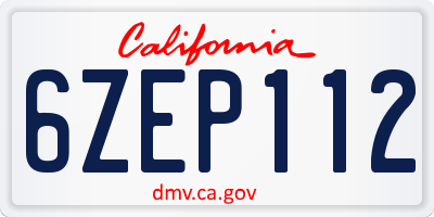CA license plate 6ZEP112