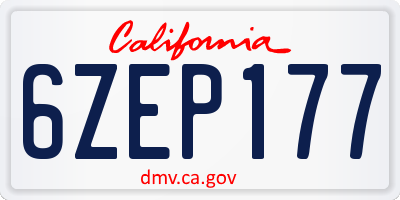 CA license plate 6ZEP177