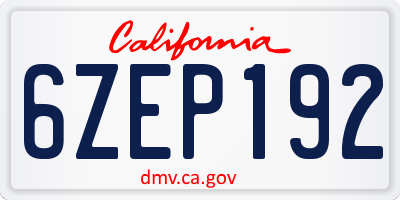 CA license plate 6ZEP192