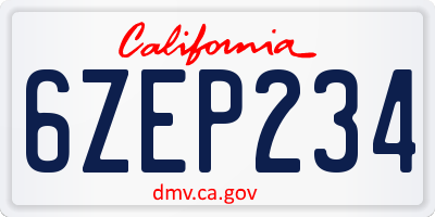 CA license plate 6ZEP234