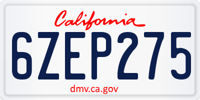 CA license plate 6ZEP275