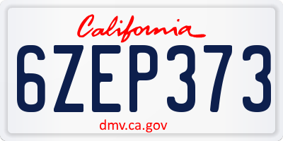 CA license plate 6ZEP373
