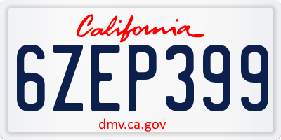 CA license plate 6ZEP399