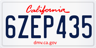 CA license plate 6ZEP435