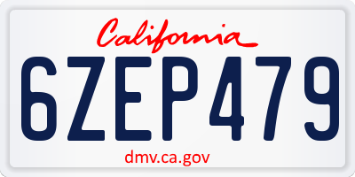 CA license plate 6ZEP479