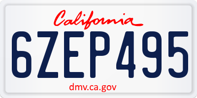 CA license plate 6ZEP495